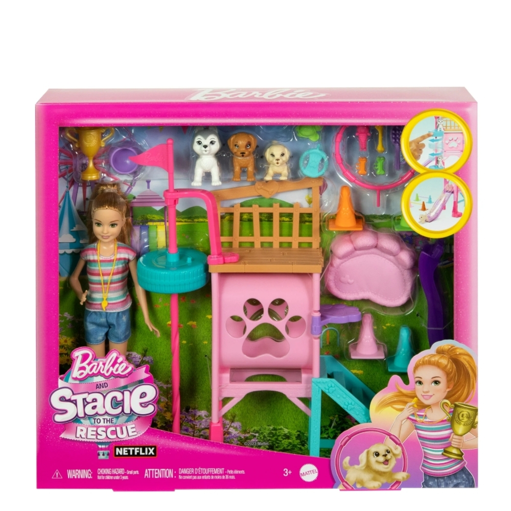 NEW!!! Barbie And Stacie to The Rescue Puppy Playground Playset with Doll